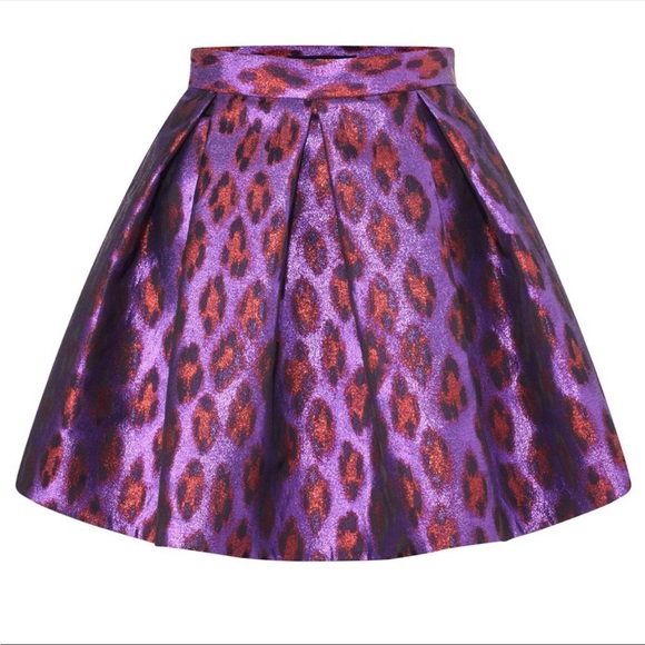 Dresses & Skirts - NEW Disco Purple Lantern Skirt Metallic Leopard Print Size 6
